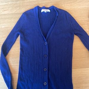 Organic John Patrick Organic Cotton rubbed knit cardigan navy size medium